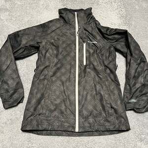Columbia Jacket Womens Medium Black Gray Shell Nylon Rain Coat